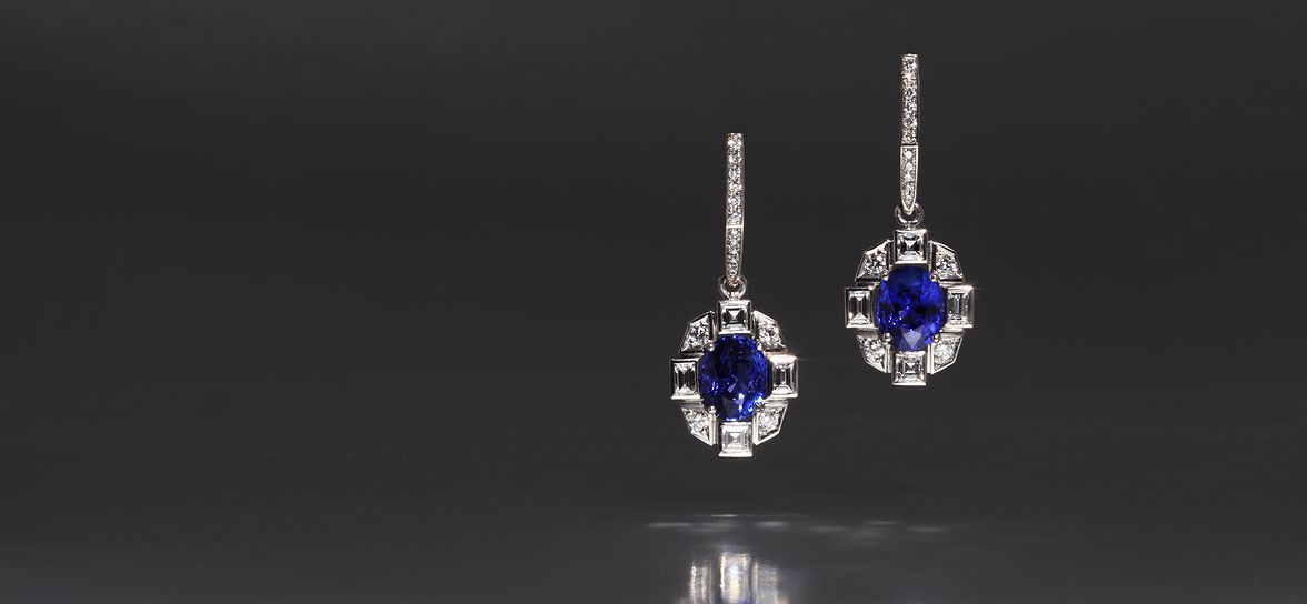sapphire platinum earrings 